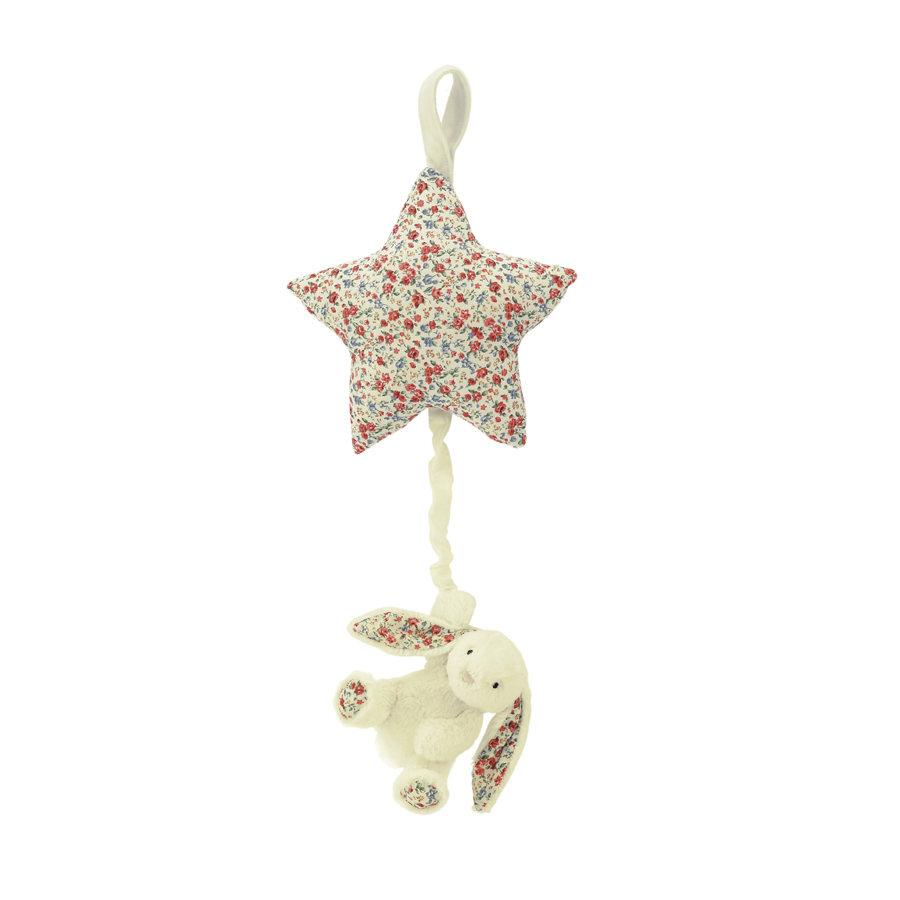 KRÓLIK POZYTYWKA, Blossom Cream Bunny Star Musical Pull, Jellycat, wys. 28 cm